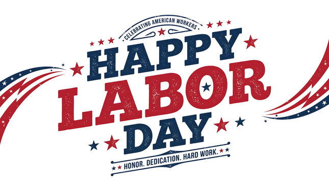 Happy labor day celebration banner with red white and blue colors