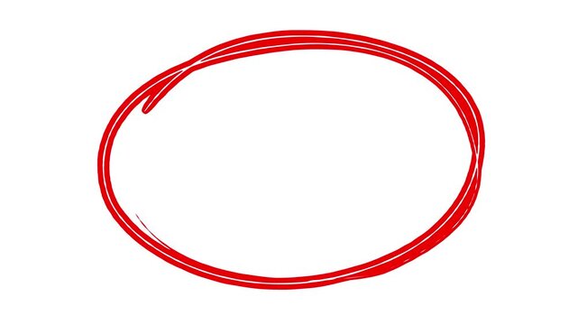 Circle marker with drawing effect, hand drawn circle marker white screen, red marker white screen pen style, Red Circle Highlighter Scribble Animation.