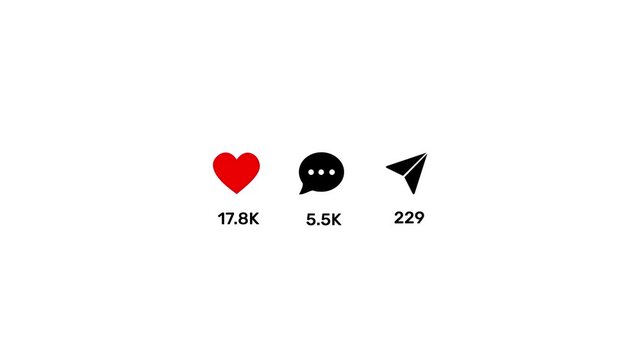 Viral content animation. Like comment and share social media animation reel count on White screen 4k animation video.