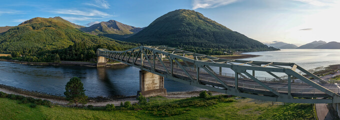 Fototapeta premium The Ballachulish Bridge in Scotland, which spans Loch Leven near Glencoe