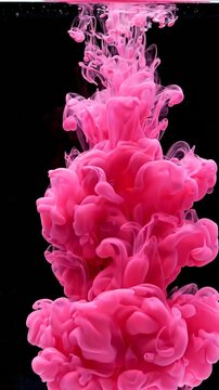 A Captivating Burst of Pink Ink Swirling in Water: The Artistic Transition from Darkness to Vibrant Color