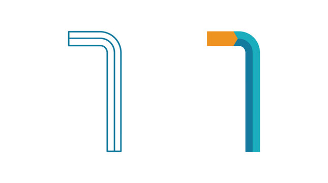 L shaped wrench illustration with dual tone color scheme on white background
