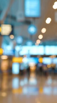 A Captivating Journey Through an Airport Terminal: Glimpses of Travelers and Dynamic Signage in a Blurred Setting Filled with Motion and Anticipation