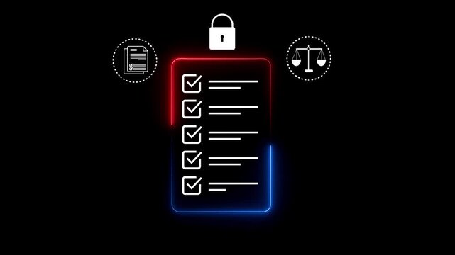Digital Agreement with checklist box, symbolize secure animation and verified transaction in tech age.