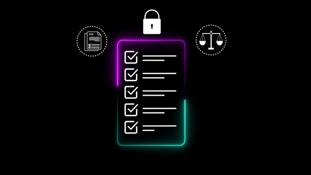 Digital Agreement with checklist box, symbolize secure animation and verified transaction in tech age.