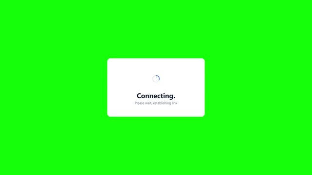 Internet Connection Status Pop-up Window with Loading Icon Animation on Green Screen Chroma Key Background