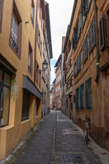 Obraz premium Narrow street with old houses in Strasbourg France