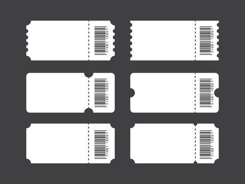 White ticket or coupon with barcode templates