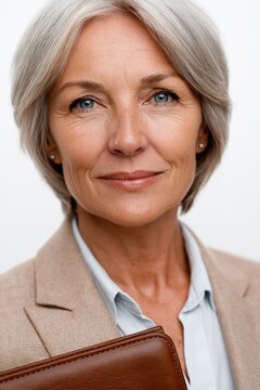 Mature businesswoman smiling confidently showing experience and success