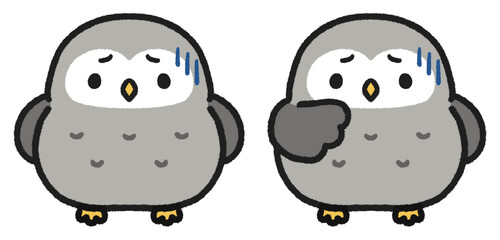 Fototapeta premium 落ち込む、引いているフクロウのイラストセット