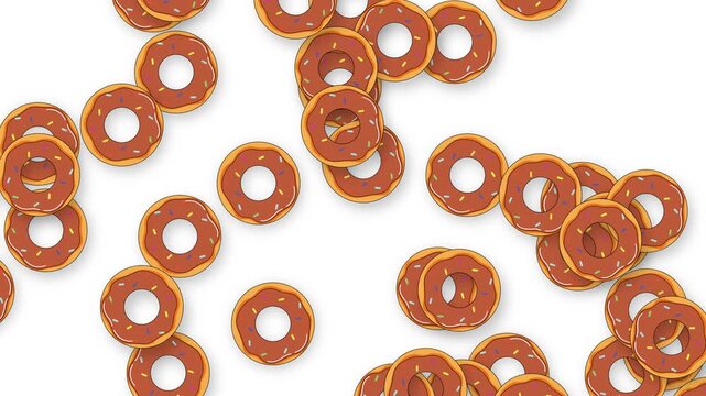 Floating Chocolate Glazed Donuts Animation on White Background