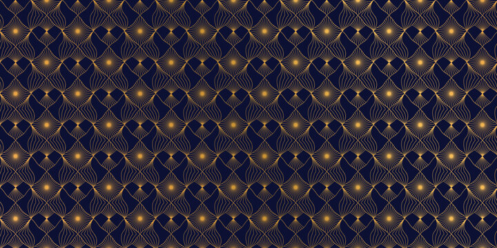 Luxury art deco seamless pattern background vector. Abstract elegant art nouveau with golden geometric line vintage decorative minimalist. Design for wallpaper, banner, card.