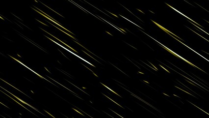 Fototapeta premium Golden streaks streak across a deep black void. Motion suggests speed, energy, or digital trails