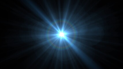 Bright blue light bursts against a dark void. Radiant beams shine outward in a striking display © KerXing