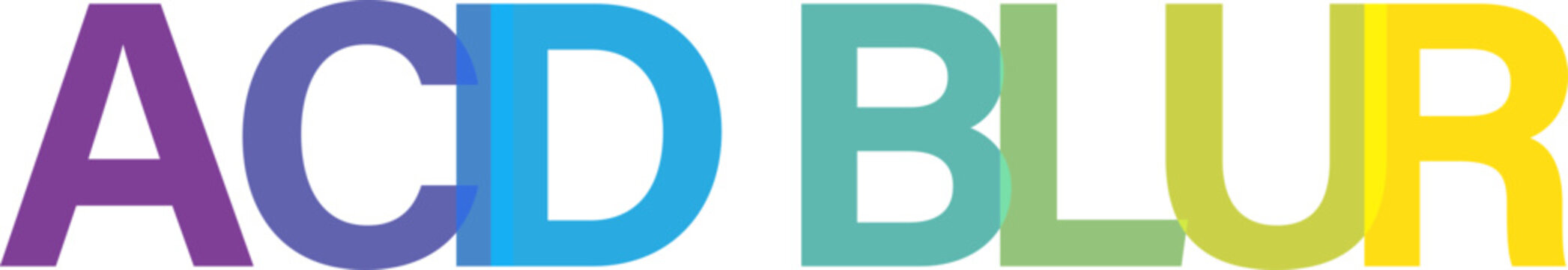 Abstract typography design spelling the word Acd Blur featuring colorful overlapping transparent letters with artistic layering effects