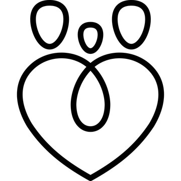 Family, two parents and child symbol. Adoption, parenting in heart shape. Modern vector illustration.