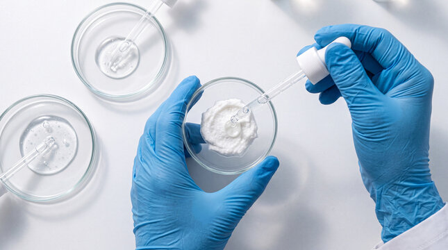 Scientist prepares a chemical sample in a laboratory setting using pipettes