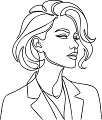 Abstract one line drawing of a woman profile portrait for fashion design with portrait, minimalist © ROP