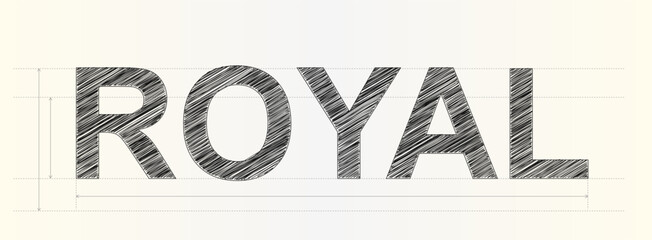 Bold graphic typography art featuring the word royal written in a creative hand drawn sketch font style © Md Mojammel