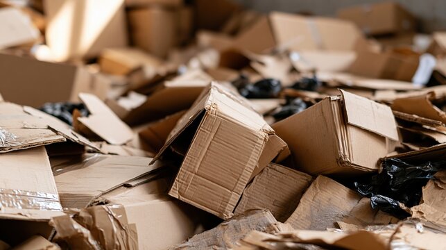 The Cardboard Box Stack in a Messy Warehouse Environment of Discarded Inventory