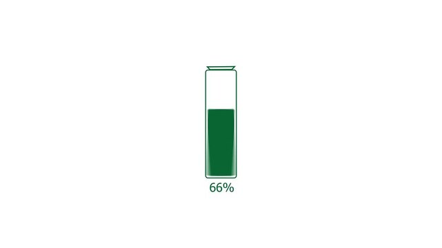 Green battery charge low warning concept.  Loading 0 to 79 percent complete of a low battery icon. White background 4k video. 