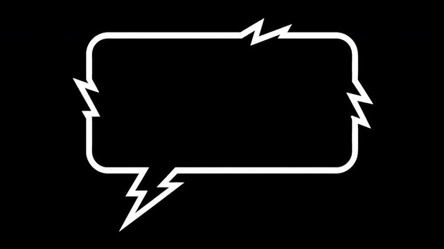 Lightning Speech Bubble Outline Animation with Alpha Channel Green Screen Transparent Background Isolated Comic Overlay
