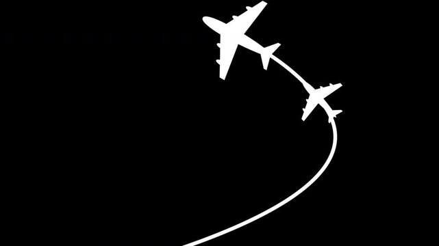 travel flying route destination. tourism and travel concept. Travel on airplane map. air plane flight route with start point. line trace animation design 4k video