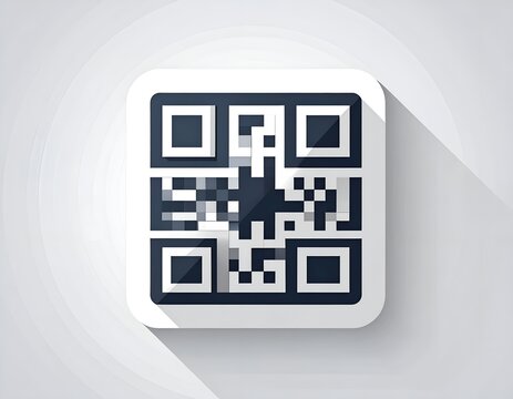 Minimalist 3D QR Code Icon on a Clean Light Gray Background for Technology UI
