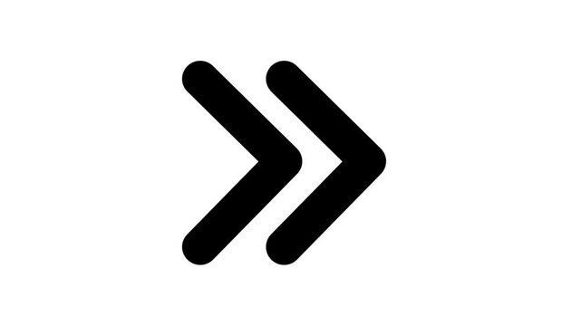 Minimalistic black double right arrow icon symbol for navigation interface and digital media direction control