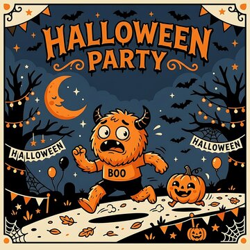 Fun cartoon monster celebrating halloween party with jack o lantern And,  Happy halloween 2026, Halloween 2026, Halloween, Halloween design, Halloween Poster Design .