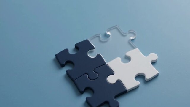 Different colored jigsaw puzzle pieces connected together representing business strategy team solution
