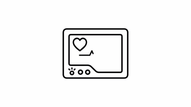ECG Heartbeat Monitor Line Animation Isolated on Transparent Background