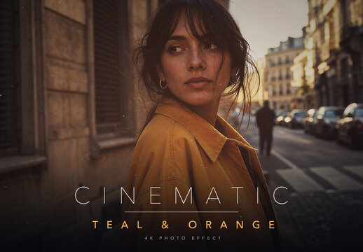 Vintage Cinematic Film Photo Effect Template - Retro Analog Teal and Orange Movie Look