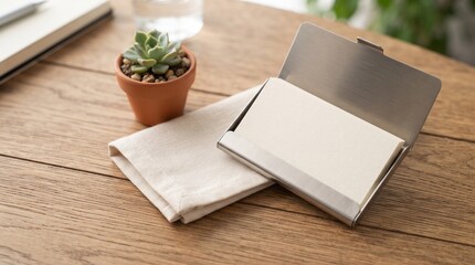 Fototapeta premium Card Holder with Blank Cards Dynamic Diagonal