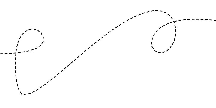Elegant dashed line forming an undulating abstract path, symbolizing continuous motion or a versatile decorative graphic element for modern designs and clean visual compositions