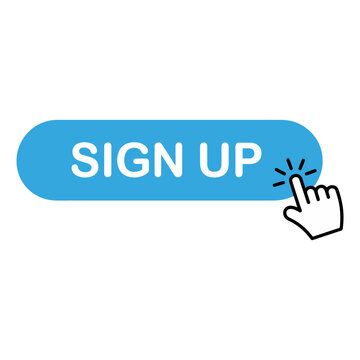 Blue Sign Up Button With Hand Cursor