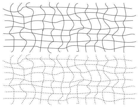 seamless wavy grid pattern in dotted and stroke vector illustration