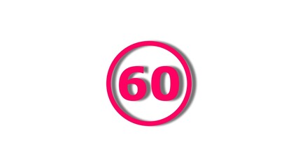 Obraz premium Number 60 red color 4k illustration motion graphics sign symbol in circle concept. 