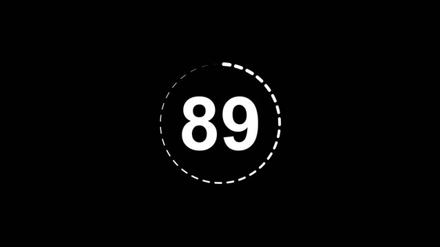 Number 89 white color 4k illustration motion graphics sign symbol in circle concept. 