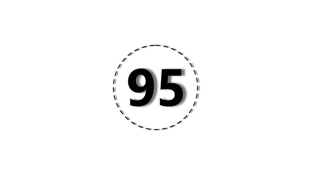Number 95 black color 4k illustration motion graphics sign symbol in circle concept. 