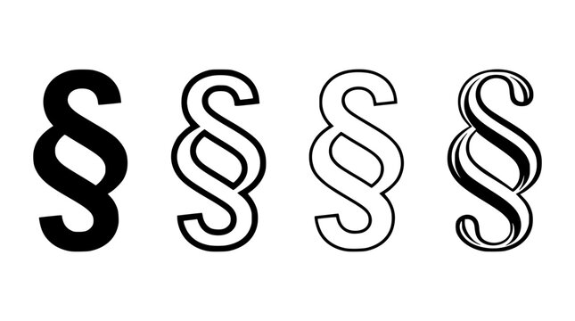 Paragraph symbol icon set in bold black line art. Minimalist section mark vector illustrations for design and publishing projects.