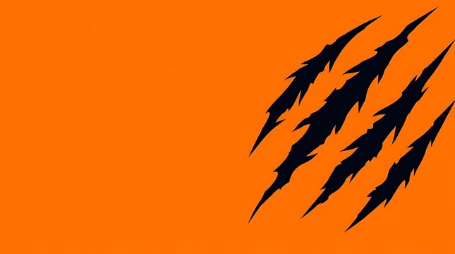 Bright orange halloween background featuring dark black claw marks for a scary and festive holiday design