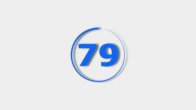 Number 79 Blue color animation motion graphics sign symbol in circle concept. 