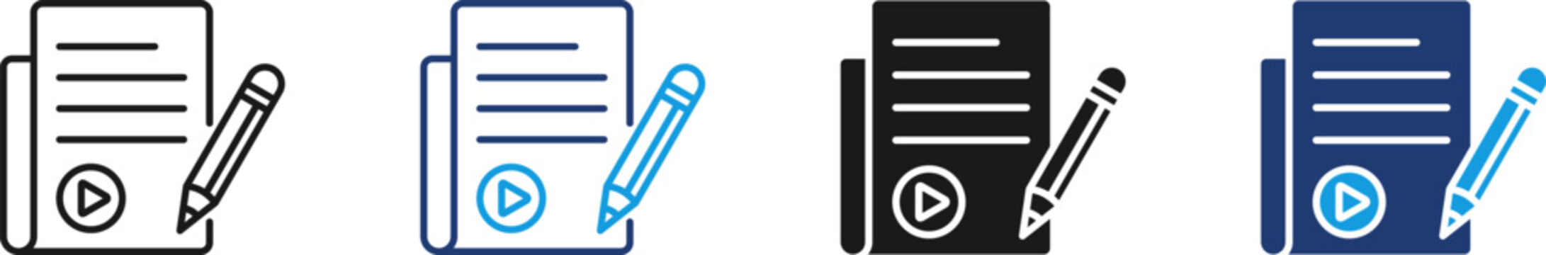 Script icon set multiple style collection