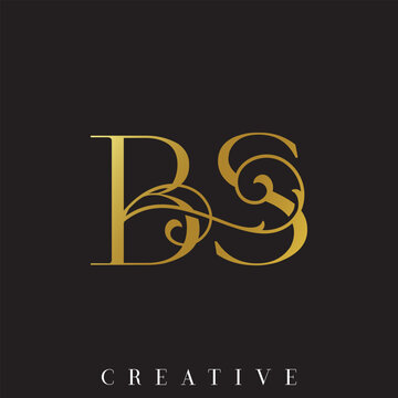 Wedding Initial Letter B and S Vector Logo Design Luxury Style with Ornamental Swirl