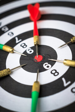 Dart arrow on target for business Competition Concept With One Clear Winning Target