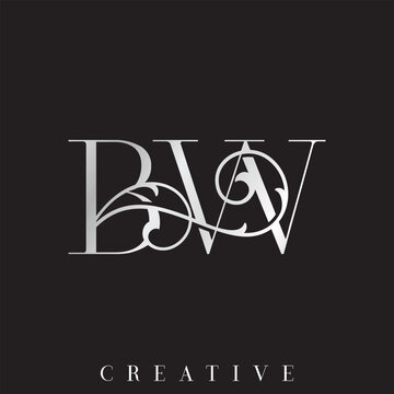 Premium Double Initial BW Monogram Logo Vector for Wedding Card Design with Ornamental Swirl