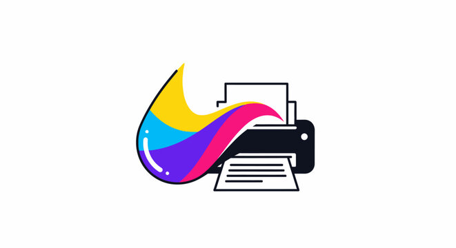 Vibrant Color Inkjet Printing Graphic Concept Illustrating Professional Digital Document Production Services