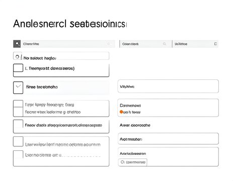 Digital interface form mockup with search bar and checklist options
