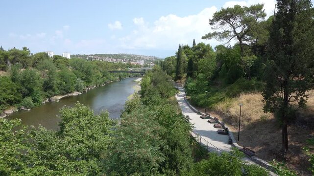 Moraca river in Podgorica, Montenegro